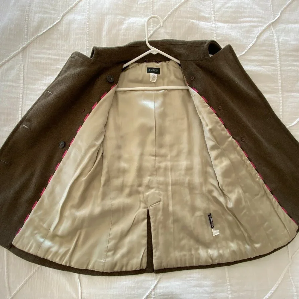 J.Crew W’s Olive Green Double-Breasted Wool Blend Thinsulate Pea Coat-Size Small - Picture 6 of 7